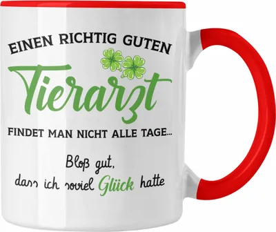 Produktbild von Trendation - Bester Tierarzt Geschenk Tasse Geschenkideen Veterinär Danke Dankeschön Weihnachten (Rot)