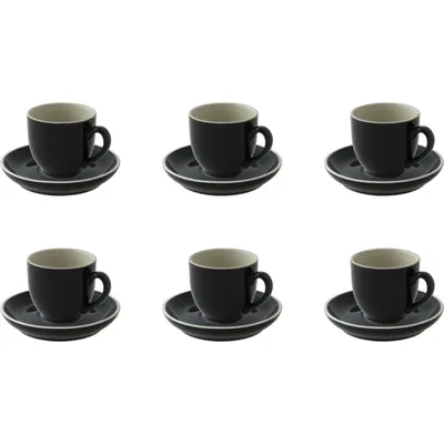 Produktbild von Palmer Colors Tasse mit Untertasse, 14 cl, schwarz Porzellan, spülmaschinenfest, 6 Stück