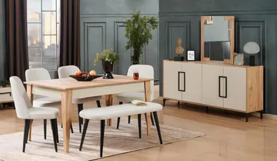 Produktbild von Esstisch Essgruppe Essmöbel-Set Tisch Esszimmer Sitzgruppe Esszimmerset Konsole