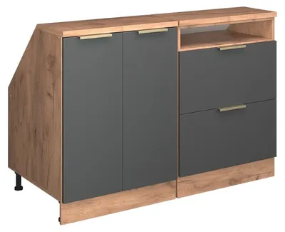 Produktbild von Küchenschrank für Dachschrägen Vicco R-Line Anthrazit-Gold 120 cm 2er Set Schrankkorpuss 60 cm Tiefe, Model 60643