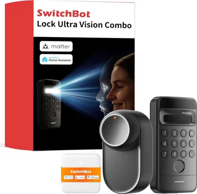 Zdjęcie produktu dla SwitchBot 810150543476EULUHMMKT, Inteligentny zamek do drzwi, Kod, Czytnik linii papilarnych, Klucz, Zamek centralny, Czarny, Kopolimer akrylonitrylo-butadieno-styrenowy (ABS), Aluminium, Poliwęglan (PC), 3 szt., 0,75 lat(a)