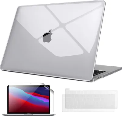 Produktbild von Fintie Hülle Kompatibel mit MacBook Pro 13 Zoll M2/M1 (2022-2016) A2338/A2289/A2251/A2159/A1989/A1706/A1708, Hartschale Schutzhülle + Tastaturabdeckungen + Displayschutzfolie, Transparent