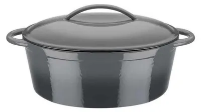Immagine prodotto di Casseruola in ghisa ovale - 7 litri - 33 x 25 x 13 cm - Grigio