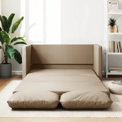 Produktbild von Cloris Designermöbel Bodensofa mit Schlaffunktion Cappuccino-Braun Kunstleder 2024 Neu