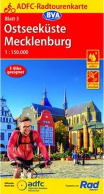 Image de ADFC-Radtourenkarte 3 Ostseeküste Mecklenburg 1:150.000, résistant à la déchirure et aux intempéries, tracés GPS à télécharger