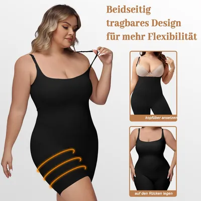 Produktbild von Shapewear Damen in großen Bauchweg Bodysuit Formender Vielseitige Body Shper Frauen atmungsaktiven Materialien mit Verstellbarer -Schwarz + Beige-XL