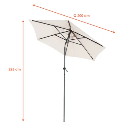 Image de Parasol rond avec manivelle, réglable jusqu'à 200 cm - écru - Parasol avec articulation