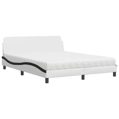 Produktbild von Bett mit Matratze "Dover" Weiß und Schwarz 160x200 cm Kunstleder