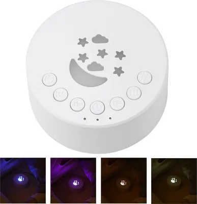 Produktbild von Tragbare Baby-Schlafmaschine, Desktop-Soundmaschine mit weissem Rauschen, zum Schlafen von Babys, 18 beruhigende Geraeusche, 15/30/60-Minuten-Timer, integriertes buntes Nachtlicht fuer Babys, Kinder und Erwachsene, schlafend, entspannende Meditation