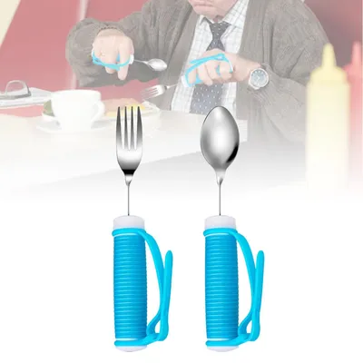 Imagen del producto de Cubiertos de silicona para personas mayores con Parkinson, juego de cubiertos