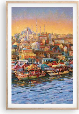 Produktbild von Gerahmtes Poster - Rahmen in heller Eiche - Farben Stadt Türkei - 61x91,5 cm - Wand Bild - Wanddeko - Wandbilder - Kunstposter - Wandposter - Bilderrahmen - Bilder - Kunstdruck - P2NPA61x91-4987