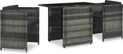 Image de vidaXL Ensemble Bistro 3 pièces avec coussins Poly Rattan Gris