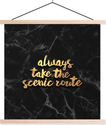 Produktbild von MuchoWow® Textilposter Zitat - Sprichwörter - Gold - Marmor 120x120 cm mit holzfarbenen Rahmen - Textil-Poster