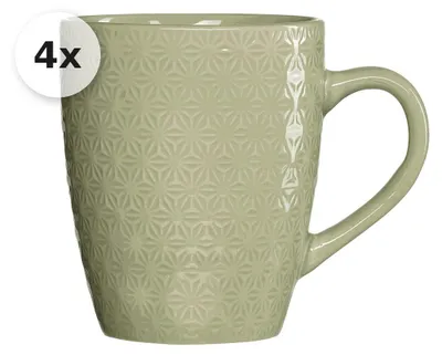 Zdjęcie produktu dla Zestaw 4 kubków 350 ml Floris, zielone