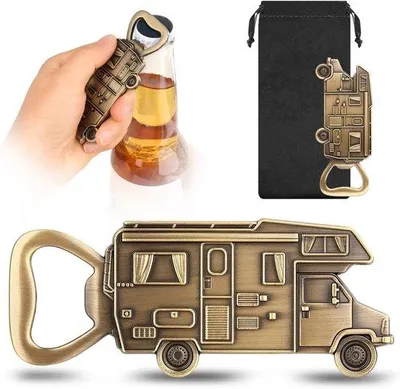 Produktbild von Camping-Flaschenöffner – Metall – 7 x 5 x 2 cm – Robuste Zinklegierung – Für Camping-Enthusiasten