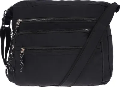 Produktbild von Große Damen Tasche Schultertasche Umhängetasche Henkeltasche Nylon Optik Bag Schwarz