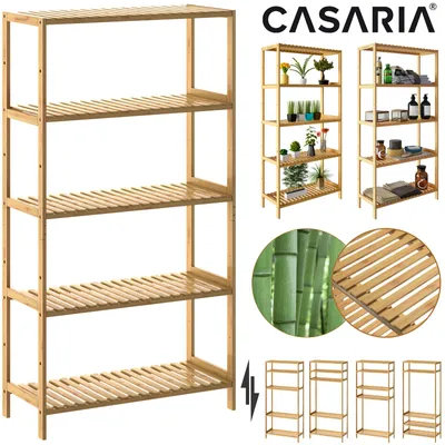 Produktbild von CASARIA® Badregal Standregal Bambus 5 Böden 60x26x130cm Groß Stehend Offen 50 kg Belastbarkeit Holz Bad Badezimmer Küche Wohnzimmer Keller Regal Natur