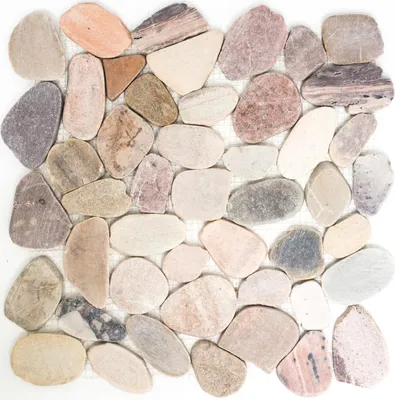 Produktbild von Flusskiesel Mosaik Naturstein Geschnitten Kos