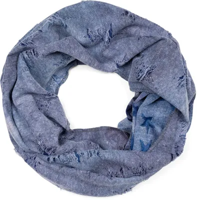 Produktbild von styleBREAKER Uni Loop Schal mit Cutout Sterne Muster und Rissen im Destroyed Denim Look, Schlauchschal 01017143