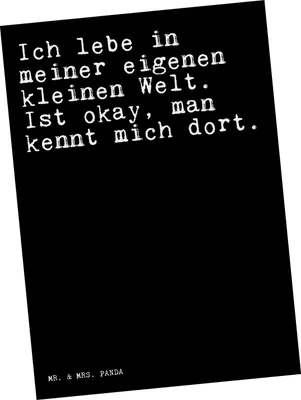 Produktbild von Mr. & Mrs. Panda Fotokarte Ich lebe in meiner... - Schwarz - Geschenk, Traumwelt, witzig, Postkarten, Freundin, Realität, Ansichtskarte, Ansichtskarten, Kunstkarten