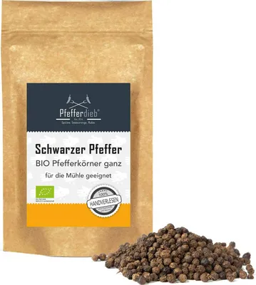 Produktbild von Schwarzer Pfeffer ganz,  direkt aus dem Gewürzgarten, BIO, 500g