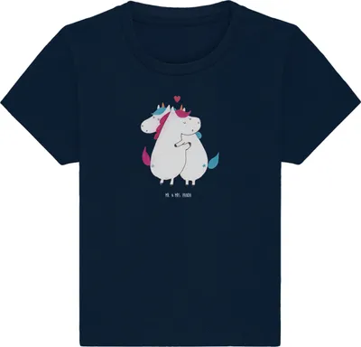 Produktbild von Mr. & Mrs. Panda Organic Baby Shirt Einhorn Mitteilung 24. - 36. Monat - French Navy - Geschenk, T-Shirt, Unicorn, Baumwollshirt, Kinder, Spruch, Einhörner, Liebe,
