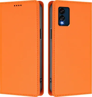 Produktbild von Handyhülle für BLU View Speed 5G, Kunstleder Klapphülle Stoßfeste Magnetische Hülle mit Ständer Orange