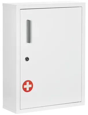 Image de Armoire š€ pharmacie 2 šŠtagššres 3 niveaux avec porte verrouillable 2 clšŠs 40 x 15 x 53,5 cm blanc