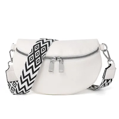 Produktbild von Schultertasche Damen Bauchtasche Gürteltasche Umhängetasche Crossbody-Bag Hüfttasche mit Verstellbare Schultergurte (Weiss)