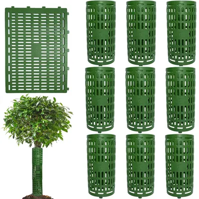 Image de Protection des arbres contre les dégâts causés par le gibier 10 pièces Protection du tronc des plantes, enveloppe ajustable pour arbres Protection du tronc des arbres Protection 38 x 25 cm Vert
