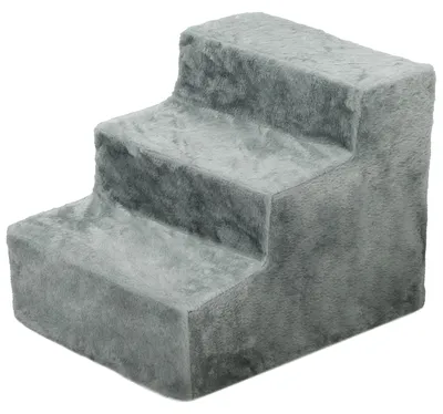 Produktbild von PawHut Hundetreppe 3-stufige 35 cm Haustiertreppe mit Samtoptik für Bett