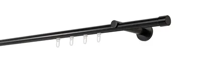 Produktbild von Gardinenstange Maß Innenlauf 20mm Cap 1-lauf Wand 12cm Farbe: Schwarz, Größe: 280cm
