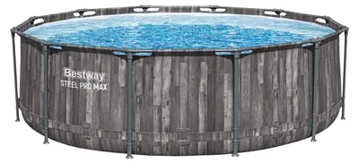 Produktbild von Steel Pro MAX™ Solo Pool ohne Zubehör Ø 366 x 100 cm, Holz-Optik (Mooreiche), rund