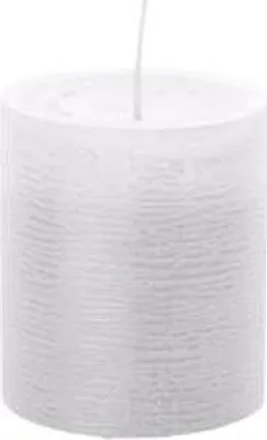 Produktbild von Rustik Marble Kerze (durchgefärbt mit Banderole, inkl. ASF) Weiß 130 x 68 mm