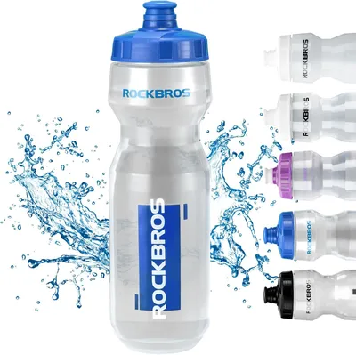 Immagine prodotto di Borraccia da bicicletta ROCKBROS da 750 ml - Borraccia capiente per ciclismo, fitness ed escursionismo - Trasparente e blu