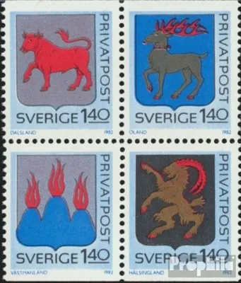 Produktbild von Briefmarken Schweden 1982 Mi 1189-1192 Viererblock (kompl.Ausg.) postfrisch Provinzwappen (II)