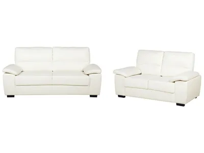 Produktbild von BELIANI 5-Sitzer Sofa Set Cremeweiß Kunstleder Breite Armlehnen Abnehmbare Armlehnen-Kissen Freistehend Modernes Design Wohnzimmer Sitzgruppe