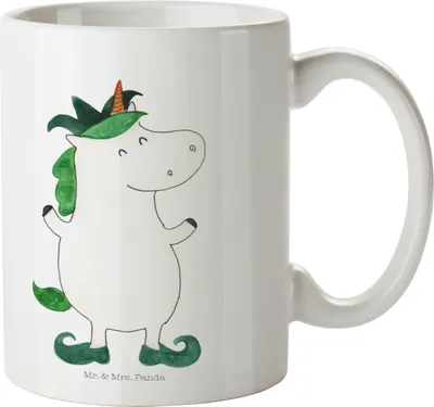 Produktbild von Mr. & Mrs. Panda Plastikbecher Einhorn Joker - Weiß - Geschenk, Trinklernbecher, Kindertasse, Pott, Gaukler, Unicorn, Haferl, Mittelalter, Einhörner, Camping Tasse