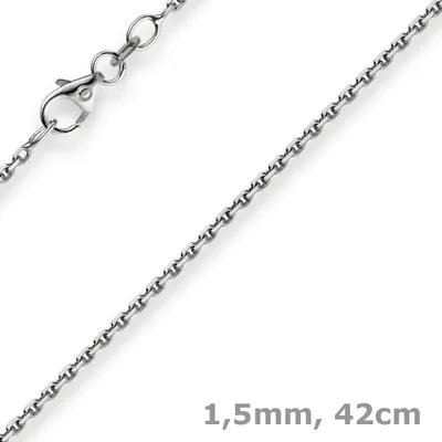 Produktbild von 1,5mm Kette Collier Ankerkette diamantiert Halskette aus 750 Gold Weißgold 42cm
