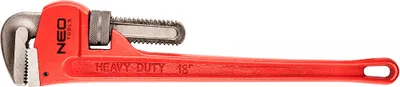 Produktbild von NEO TOOLS Rohrzange stillson 450 mm, Bereich 65 mm, 18", Gewicht 1,79 kg, Gehäuse aus Sphäroguss, Backen geschmiedet, geschliffen, gerillt, Schneckenmechanismus