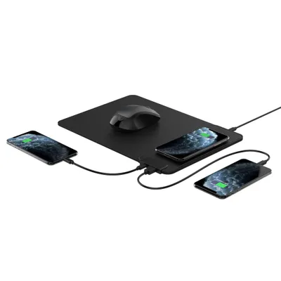 Zdjęcie produktu dla Podkładka pod mysz z funkcją ładowania Qi, bezprzewodowa, 15 W, złącza USB typu C, podkładka ładująca do smartfonów
