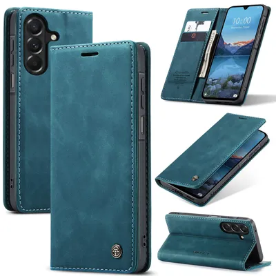 Produktbild von Hülle für Samsung Galaxy A27 Retro Kunstledertasche mit Standfunktion Schutzhülle Blau