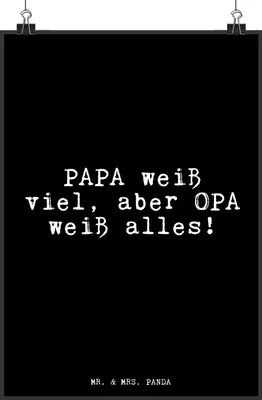 Produktbild von Mr. & Mrs. Panda Bild PAPA weiß viel, aber... DIN A3 - Schwarz - Geschenk, Vatertag, Wanddekoration, Geschenke für Männer, Plakat, wanddeko, Opa, Familie, drucke, Vater