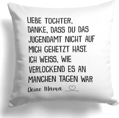 Produktbild von 22Feels Tochter Geschenk von Mama Mädchen 18. Geburtstag Weihnachten Abitur Matura Kissen Uni Abschluss Bachelor Master Konfirmation Firmung Deko Frauen Dekoration Wohnzimmer Schlafzimmer Couch