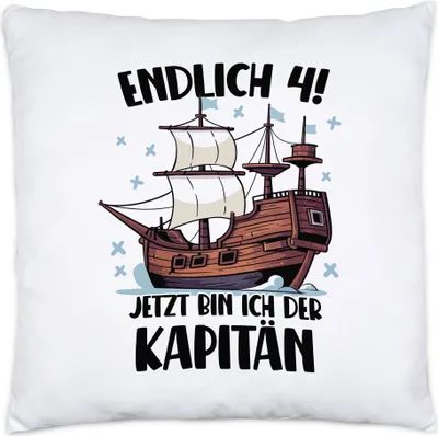 Produktbild von Geburtstag 4 Jahre Kissen inkl. Füllung 4 Jahre 4. Geburtstag Pirat Piraten Motto