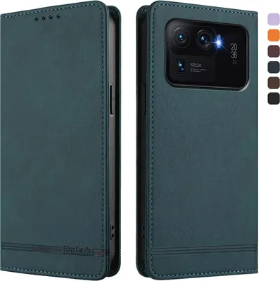 Image de Etui pour Xiaomi Mi 11 Ultra, étui rétro en cuirPolyuréthaneavec support et fentes pour cartes de crédit Vert