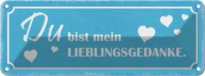 Produktbild von vianmo Blechschild 10x27 cm Du bist mein Lieblingsgedanke Dekoration Spruch Zitat