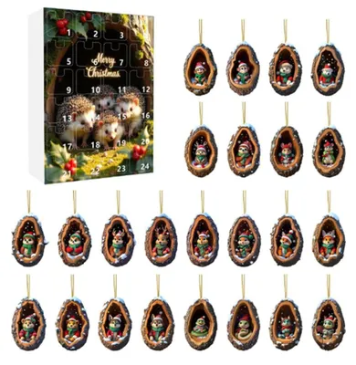 Weihnachts-Adventskalender, 24 Acryl-Anhänger, 2D, bunt, 3,7 cm