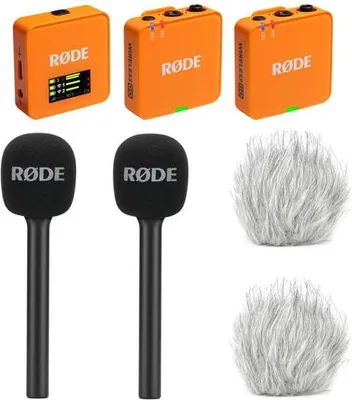 Zdjęcie produktu dla Mikrofon bezprzewodowy Rode GO Gen 3 Orange Interview Set 2