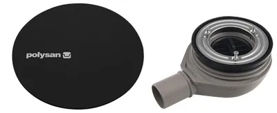 Productafbeelding van Polysan MIRAI douchebak sifon, diameter 90mm, DN40, zwarte matte afdekking
